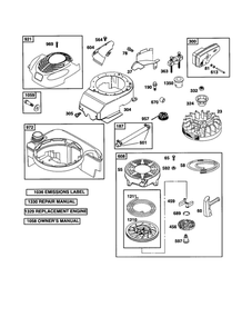 Blower-Housing/Starter-Rewind Diagram and Parts List for 125K05-0477-E1  Briggs and Stratton Engine